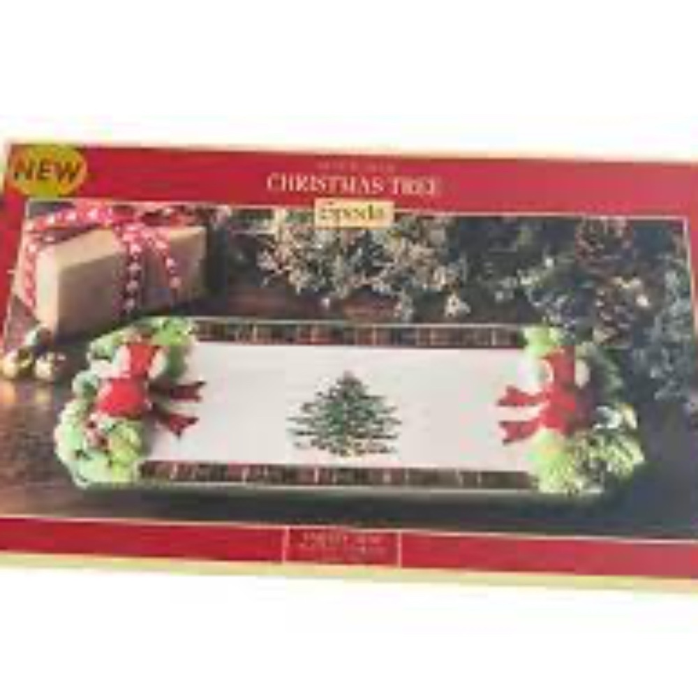 NIB Spode Christmas Tree Tartan Tray
